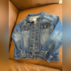 OshKosh B'gosh Medium Stone Wash Blue Denim Jean Jacket Pockets Girls Size 10